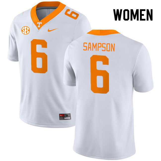 Women #6 Dylan Sampson Tennessee Volunteers College Football Jerseys Stitched Sale-White